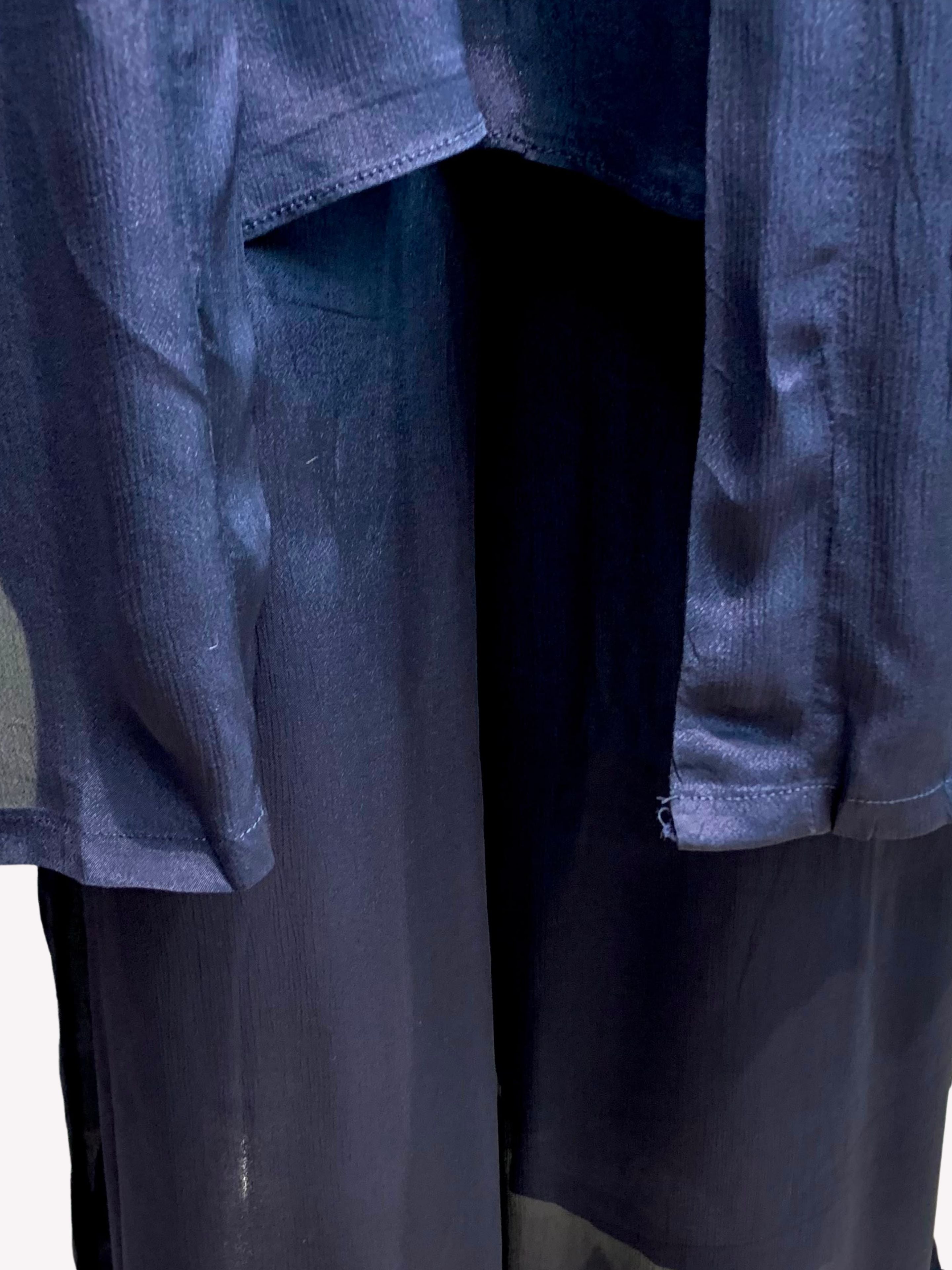 Navy Blue Chinon Shirt, Palazzo, Shrug And Dupatta with Cutdana, Sequins, Pearl and Dabka Embroidery 5